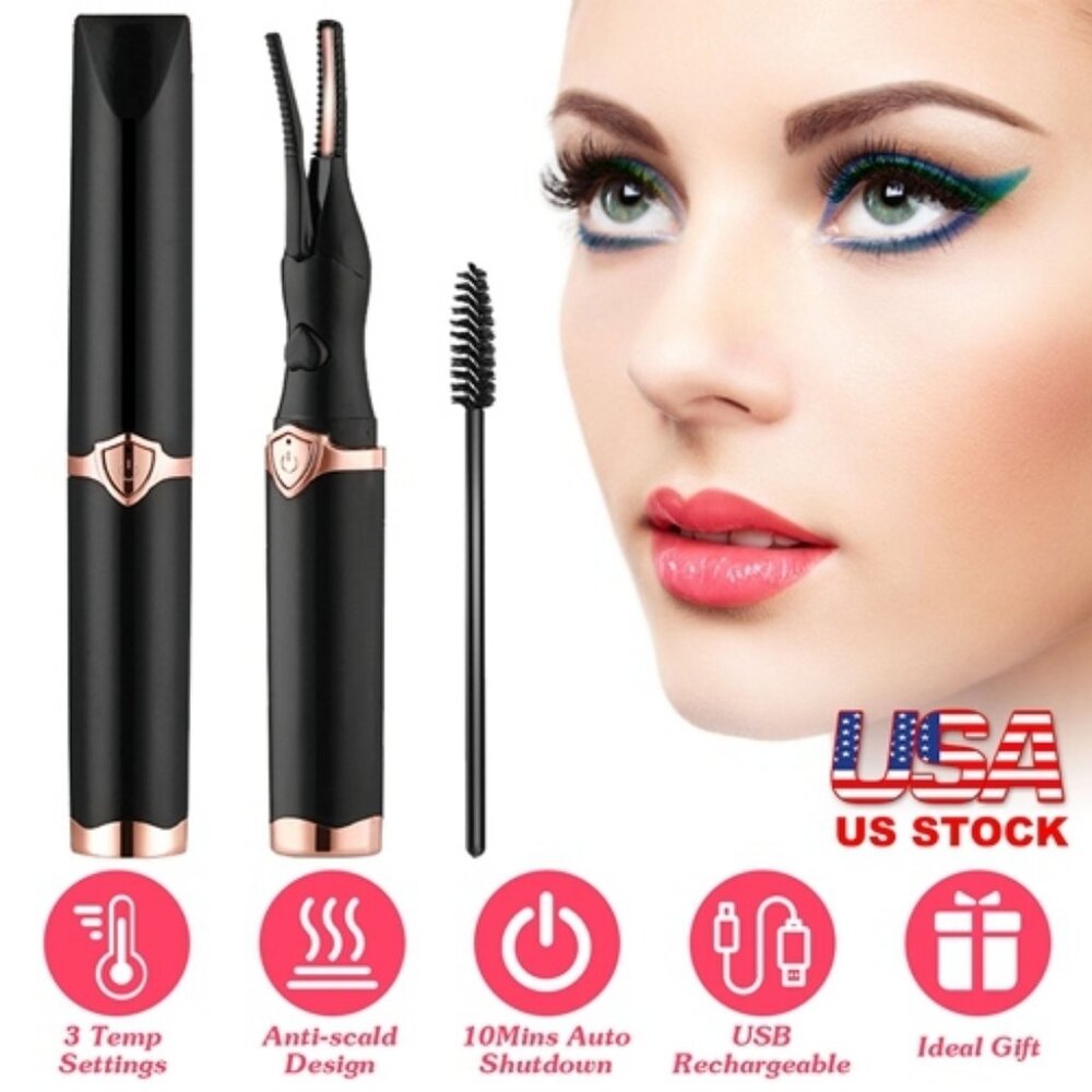 2 In 1 Clip Comb Heated Eyelash Curler Electric Mini Lash Curler Natural Eye